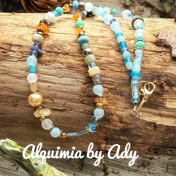 Multi stones beaded colorful necklace - Picture 1 of 2